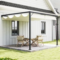 Outsunny 3 x 3 m Pergola, with Sliding Canopy - Cream White(m-2)