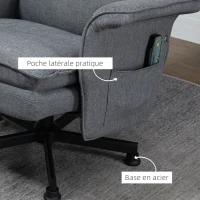 HOMCOM Fauteuil massant électrique relaxant avec repose-pieds et télécommande tissu imitation lin 78 x 93 x 99 cm gris(m-5)