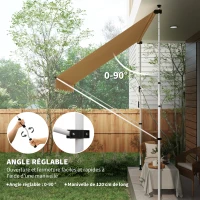 Outsunny Store banne Manuel rétractable 3L x 1,5l m Auvent Téléscopique sans Perçage Inclinaison et Hauteur réglable Installation Rapide métal alu Polyester Anti-UV orange blanc rayé(m-6)