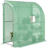 Outsunny Small Lean to Greenhouse 3-Tier with Shelves Outdoor, Green(m-10)
