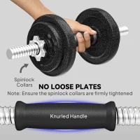 SPORTNOW 2-in-1 Adjustable Dumbbells Set, 20kg Cast Iron Weights Dumbbells Set with Non-Slip Grip for Strength Training, Weight Lifting, Bodybuilding, Home Gym Workout Equipment for Men & Women(m-5)
