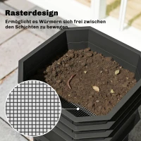 Outsunny Komposter 28 Liter, 39 x 39 x 51,5 cm Schnellkomposter mit Tabletts wetterfest Thermokomposter Dunkelgrau(m-7)