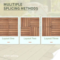 Outsunny 27 Pcs Solid Wood Interlocking Decking Tiles For Patio, Balcony, Roof Terrace, Hot Tub, Brown, (30 x 30 cm Per Piece)(m-4)