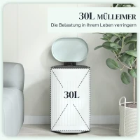 HOMCOM Mülleimer 30L Treteimer mit Deckel Fußpedal herausnehmbarem Inneneimer Soft-Close-Funktion 36,5 x 31,2 x 60,8 cm, Grün(m-4)