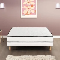 Ensemble matelas sommier 140 x 190 cm Hauteur 24 cm - ressorts ensachés - 7 zones - réversible - fabriqué en Belgique - DEKO DREAM(m-1)