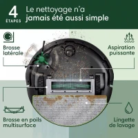 iRobot Roomba 105 Combo - Robot Aspirateur Laveur 2en1 - 7KPa - Navigation LiDAR - Détection des Tapis - 4 Niveaux d'Aspiration(m-3)