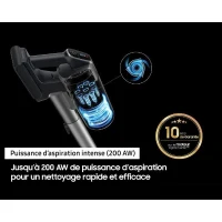 SAMSUNG Jet 75E Complete VS20B75CR5 - Aspirateur Balai sans Fil - Puissance 200 AW - Autonomie 60 min - Station murale - 3 brosses(m-3)