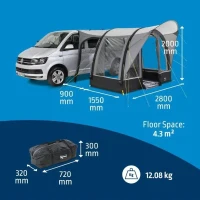 Auvent gonflable pour van - KAMPA - Sprint Air - Matériau Weathershield 68D, armature Kampa AIR, espace compact, entrée pluie(m-4)