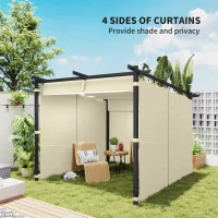 Outsunny 3 x 3 m Retractable Roof Pergola, with Curtains - Beige(m-5)