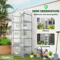 Outsunny 193cm Five Shelf Mini Greenhouse - White(m-6)