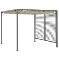 Outsunny 2.8m x 3m Retractable Metal Frame Outdoor Garden Pergola Beige