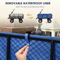 Outsunny 114L Steel Frame Garden Cart Trolley - Blue(m-4)