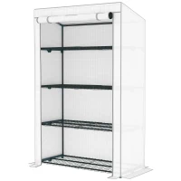 Outsunny Four-Tier Mini Greenhouse - Grey/White(m-11)