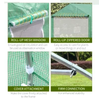 Outsunny Walk-in Polytunnel Garden Greenhouse, Outdoor Mesh Door Greenhouse with PE Cover and 6 Windows, 4.5 x 3 x 2m, Green(m-6)
