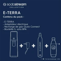 Machine a soda et eau pétillante - SODASTREAM - E-TERRA - 1 bouteille compatible lave-vaisselle - 1 recharge de gaz 60L - Noir(m-4)