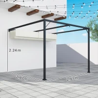 Outsunny 3 x 3 m Pergola, with Sliding Canopy - Cream White(m-3)