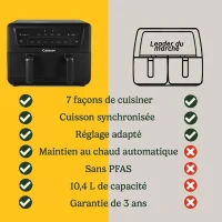 Friteuse sans huile CUISINART - Airfryer AFD10OBLE - Capacité 10,4L - Double cuves - Noir - 2400W(m-6)