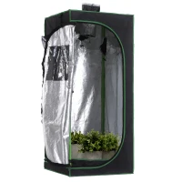 Outsunny Grow Tent Reflective Mylar Hydroponic with Adjustable Vents and Floor Tray for Indoor Plant Growing, 60 x 60 x 140 cm (24.5" x 24.5" x 55")(m-11)