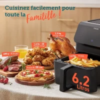 Friteuse sans huile COSORI - Premium II Chef Edition - Capacité 6,2L - 12 programmes - Pack 50 papiers cuisson - 1700W - Noir(m-5)