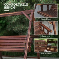 Outsunny Three-Seater Wooden Swing Bench(m-7)