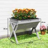 Outsunny Wooden Raised Garden Bed with Bed Liner, Elevated Planter Box with Legs, Light Grey(m-3)