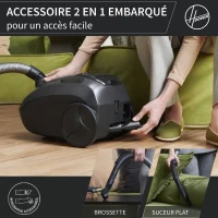 HOOVER HE1 - Aspirateur Traineau avec sac Compact et Puissant - Grande Capacité 2,5L- Haute-performance sur Sols Durs et Moquettes(m-5)