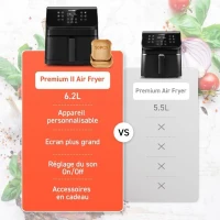 Friteuse sans huile COSORI - Premium II Chef Edition - Capacité 6,2L - 12 programmes - Pack 50 papiers cuisson - 1700W - Noir(m-3)