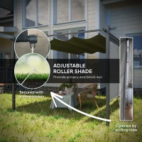 Outsunny 3 x 4m Metal Pergola with Retractable Roof and Roller Shade, Free Standing Garden Gazebo Canopy Pergola Kit, UPF30+ Outdoor Sun Shade Shelter, Grey(m-5)