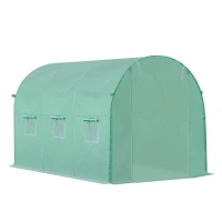 Outsunny Bâche de Rechange Serre Tunnel 6 m², bâche 3 x 2 x 2 m PE Anti-UV imperméable 6 fenêtres + Porte Enroulable zippée Vert(m-7)