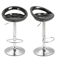 HOMCOM Lot de 2 tabourets de bar chaises de bar hauteur réglable dossier et repose-pieds pivotant à 360° 46x41x76-96cm noir