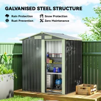 Outsunny Garden Metal Tool Storage Shed with Sliding Door, Sloped Roof and Foundation Kit, 152 x 132 x 188cm, Grey(m-4)