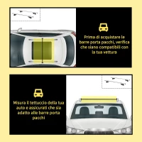 HOMCOM Barre Portatutto per Auto da 75 kg con Blocco e Chiavi di Sicurezza, in Alluminio e ABS, 135.3x5.7x7 cm, Argento(m-6)