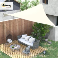Outsunny Rectangle 4x6m Sun Sail Shade Garden UV Block Sunshade Outdoor Canopy Patio Lawn Shelter Cream White(m-2)