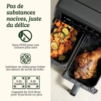 Friteuse sans huile CUISINART - Airfryer AFD10OBLE - Capacité 10,4L - Double cuves - Noir - 2400W(m-3)
