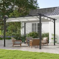 Outsunny 3 x 3(m) Aluminium Pergola Canopy Gazebo Awning Outdoor Garden Sun Shade Shelter Marquee Party BBQ, Light Grey(m-2)