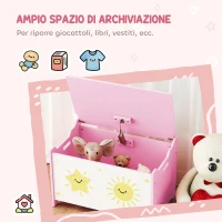 AIYAPLAY Baule Portagiochi con Coperchio per Bambini per Giocattoli e Vestiti, 60x37x39 cm, Rosa(m-4)