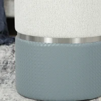 HOMCOM Nesting Round Ottoman with Storage Set of 2 - Cream/Grey(m-8)