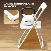 HOMCOM Lot de 6 chaises pliantes portables en plastique et acier, dossier incurvé, assise concave, 48,5 x 47 x 75 cm, blanc(m-8)