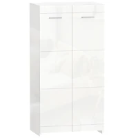 HOMCOM High-gloss shoe cabinet, shoe storage with adjustable shelves for hallway, entry, space for 10 pairs, white(m-1)