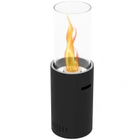 HOMCOM Cheminée au bioéthanol en acier et verre avec une capacité de 0,3 L et une capacité de chauffe 15 ㎡ 27 x 27 x 70 cm noir(m-10)