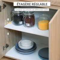 HOMCOM Chariot de service desserte de cuisine à roulettes multi-rangements placard double portes + 2 étagères + tiroir panneaux particules chêne noir(m-6)