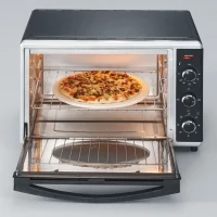 Mini Four chaleur SEVERIN TO2058 tournante 42 L, pierre a pizza et tournebroche, Four posable 1 800 W, Minuteur 120 min, Noir/Inox(m-4)