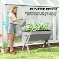 Outsunny Wooden Raised Garden Bed with Bed Liner, Elevated Planter Box with Legs, Light Grey(m-4)