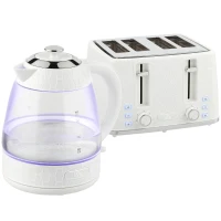 HOMCOM Kettle and Toaster Set, 1.7L 3000W Rapid Kettle with Strix Thermostat, 4 Slice Toaster with 7 Browning Controls, Cream(m-1)