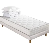 Pack pret a dormir Matelas + Sommier 90 x 190 cm + Couette + Oreiller - DEKO DREAM Malin(m-5)
