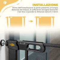 PawHut Cancellino per Cani Estensibile a Pressione con Chiusura Automatica, Acciaio e ABS, 75-82x76 cm, Nero(m-8)