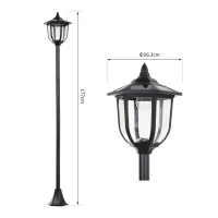 Outsunny Outdoor Garden Solar Post Lamp Sensor Light  LED Lantern Bollard Pathway Torch Light 1.77m Tall(m-3)