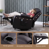 HOMCOM Fauteuil de Massage et Relaxation électrique Chauffant 360° pivotant inclinable manuellement Repose-Pied télécommande ‎Marron(m-8)