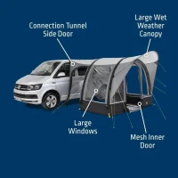 Auvent gonflable pour van - KAMPA - Sprint Air - Matériau Weathershield 68D, armature Kampa AIR, espace compact, entrée pluie(m-2)