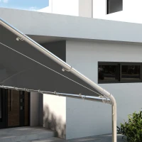 Outsunny Copertura di Ricambio 6x3 m in PE Grigio Scuro Anti-UV per Carport Auto con Corde Elastiche(m-8)